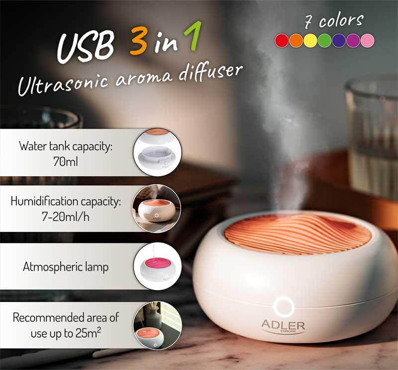 Aroma lampa Adler Ultrasonic AD 7969 USB - detalj