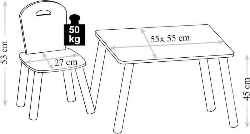 Komplet Sto i dve stolice za decu Kesper 17702 - detalj
