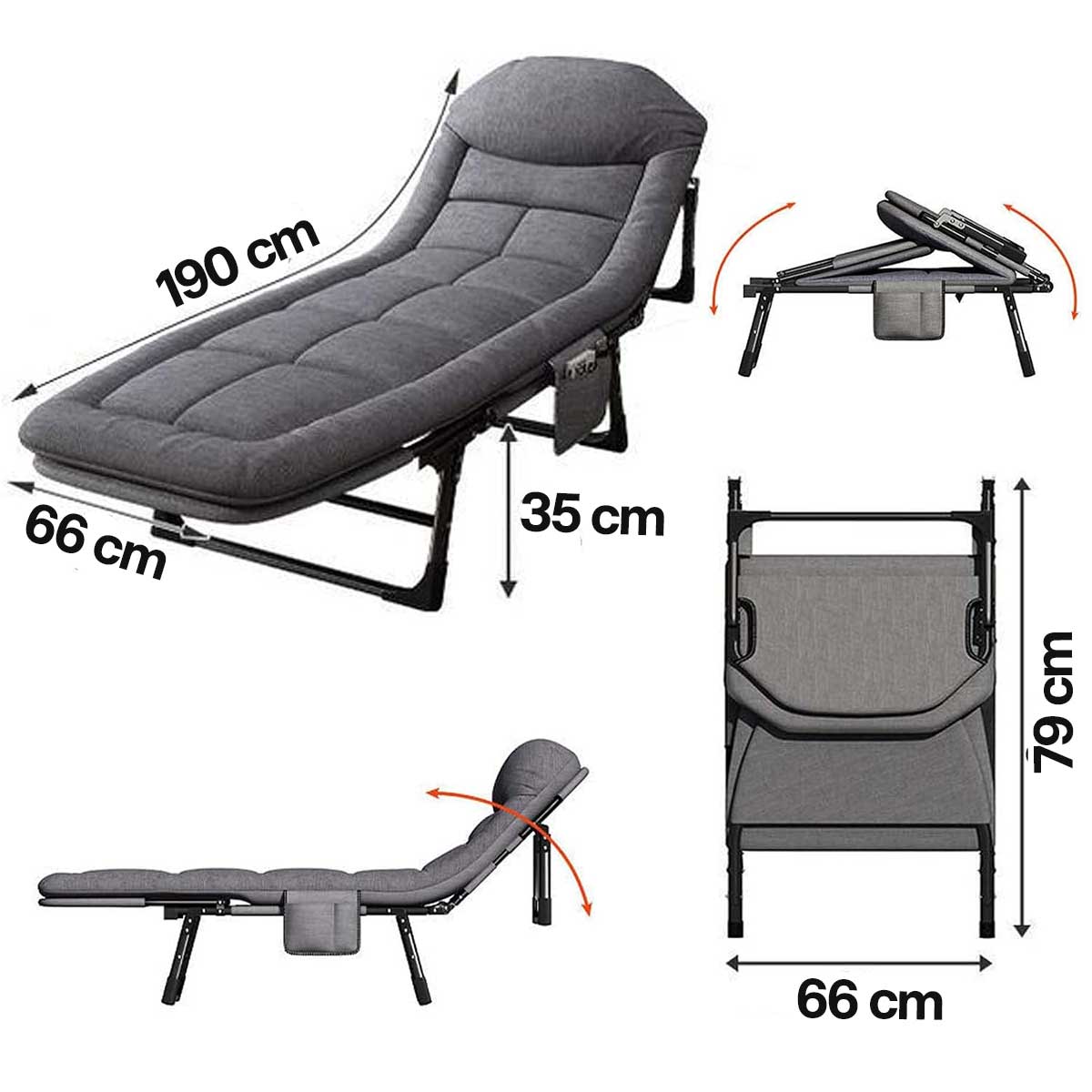 Sklopiva, Podesiva Ležaljka sa Jastukom - detalj