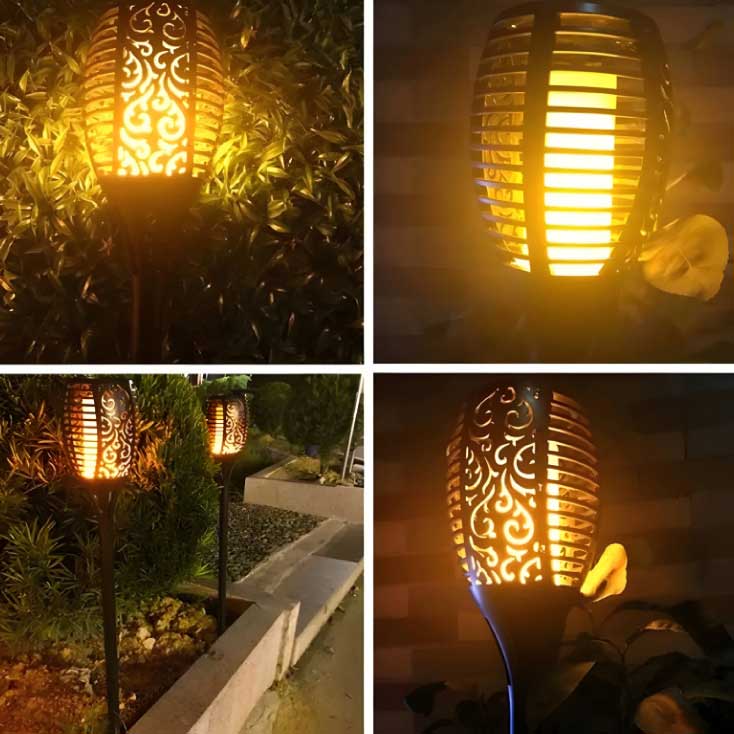 3 Solarne baštenske LED lampe Baklje sa efektom plamena - detalj