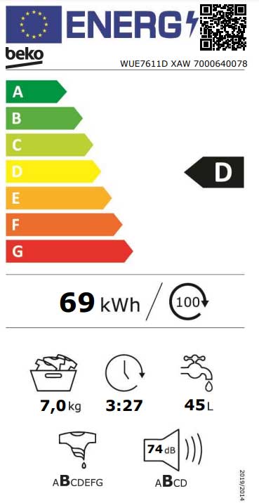 Mašina za pranje veša Beko WUE 7611D XAW ProSmart inverter 7kg - detalj