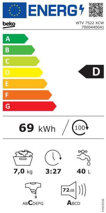 Mašina za pranje veša Beko WTV 7522 XCW ProSmart inverter 7kg - detalj