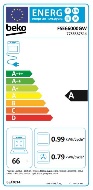 Beko Električni šporet sa ventilatorskom rernom FSE 66000 GW - detalj