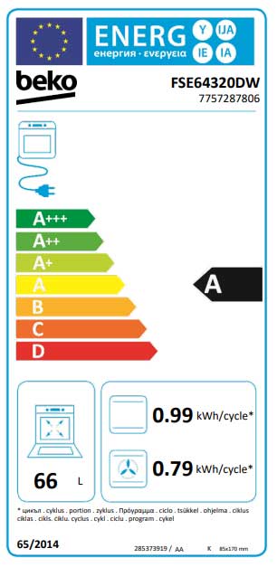 Beko Kombinovani šporet na struju i plin Sa ventilatorskom rernom FSE64320DW - detalj