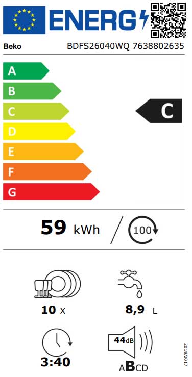 Beko Mašina za pranje sudova 10 kompleta BDFS 26040 - detalj