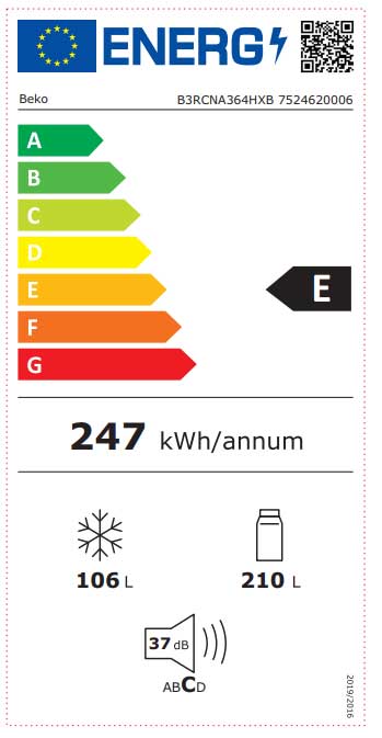 Kombinovani frižider 316L Beko B3RCNA364HXB - detalj