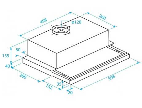 Teleskopski kuhinjski ugradni aspirator Beko CTB 6250 B - detalj