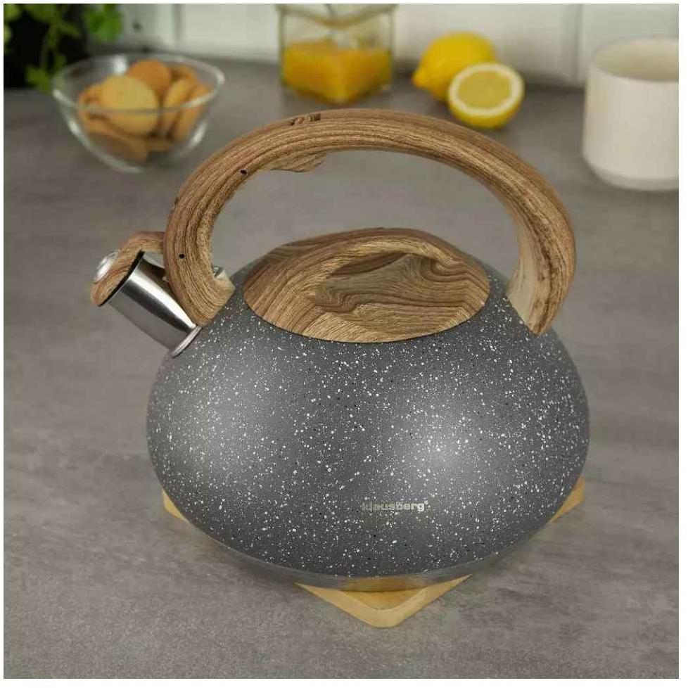 Klausberg KB7280 Čajnik Sa Piskom I Drvenom DrŠkom Crni Mermer 2.7L - detalj