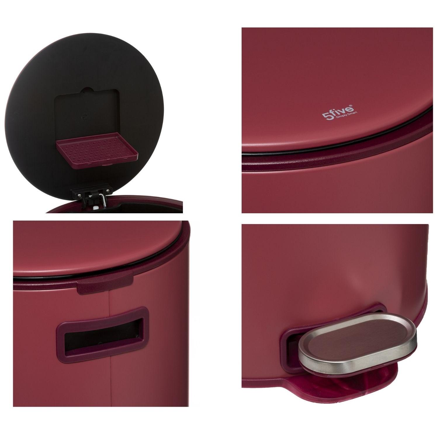 Five Kanta Za Smeće Na Papučicu sa ugljenim filterom - 30 Litara Metal Crvena - detalj