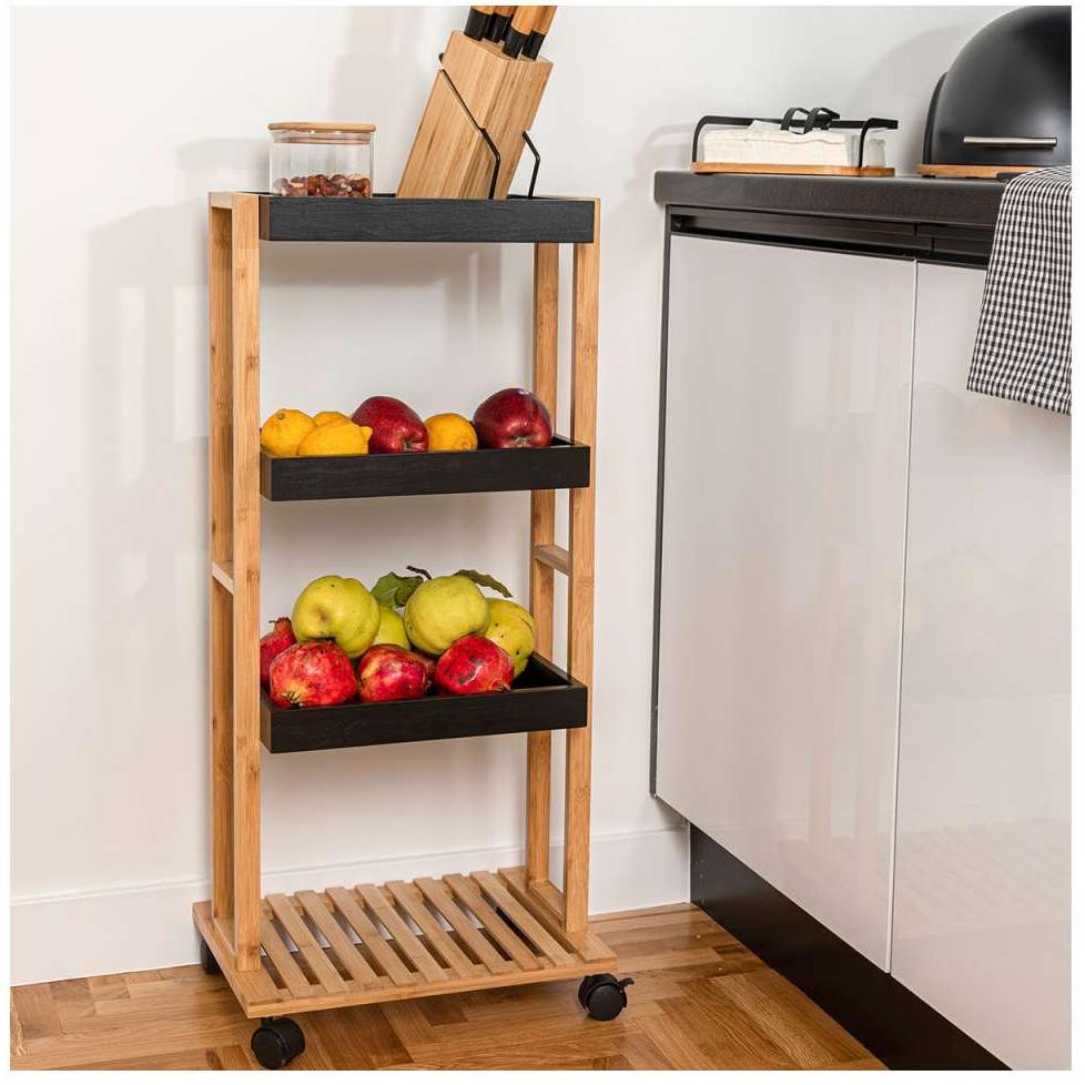 Estia Višenamenska polica sa točkićima Bambus 40x30x88 13035 - detalj