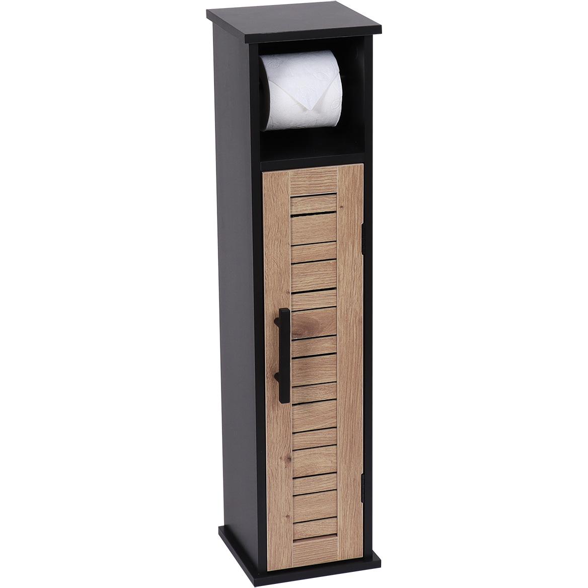 Tendance Držač Toalet Papira Sa Policom Bergen 18x18x75 Cm Mdf Crno Wood - detalj