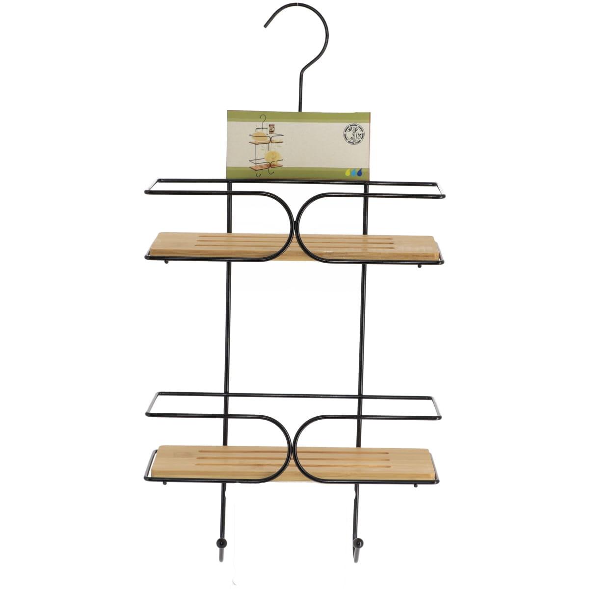 Tendance Dvostruka Viseća Polica 50x25x11 Cm Metal/bambus Mat Crna - detalj
