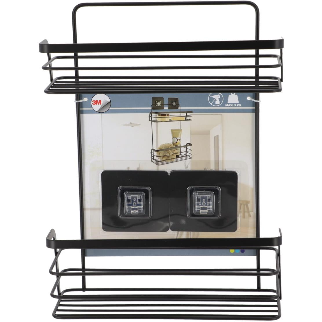 Tendance Zidna Žičana Polica Dvostruka Samolepljiva 3m 26,4 X 11 X 39,5 Metal Crna - detalj