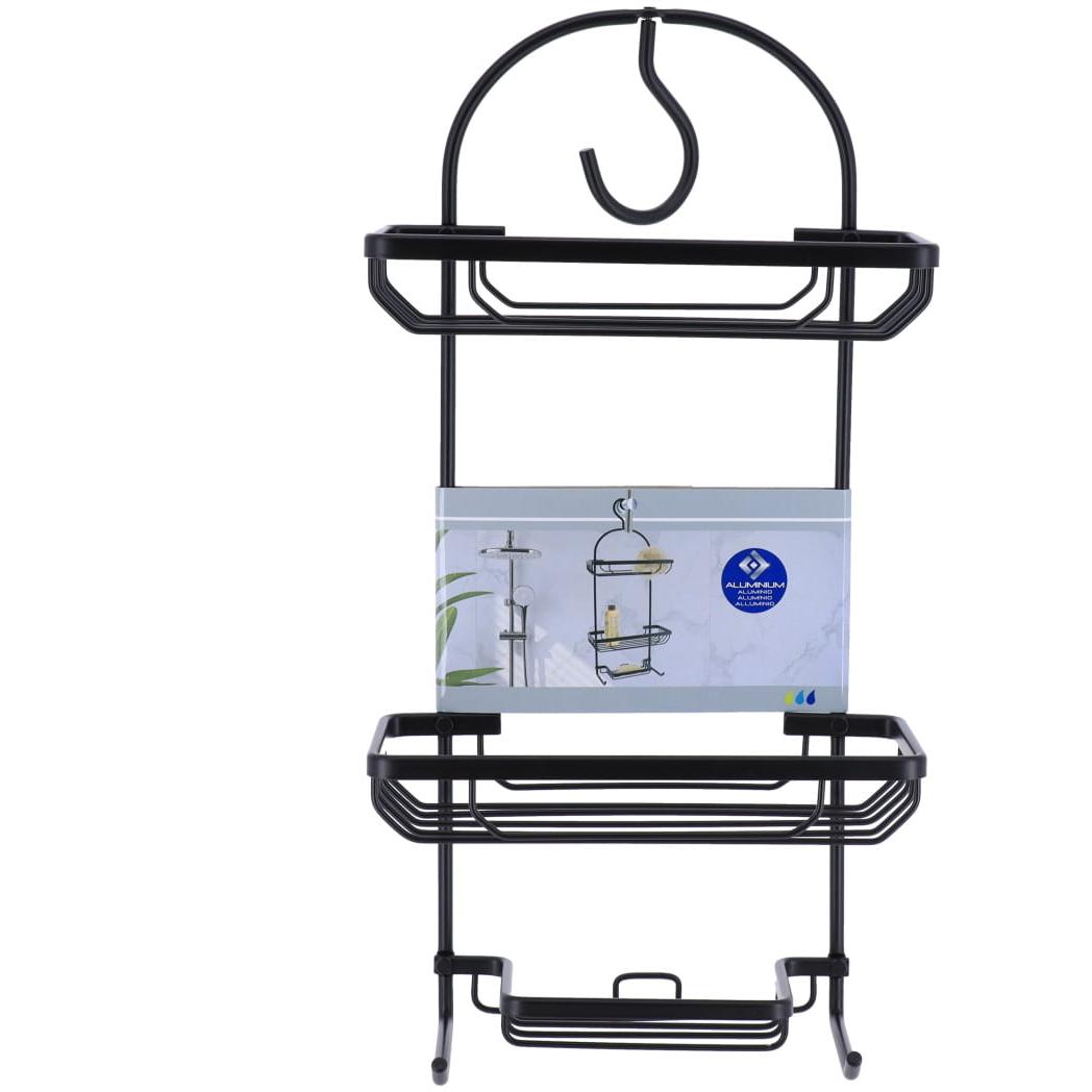 Tendance Žičana Polica Sa 3 Nivoa Sa Kukom 65x28x12,5 Crna - detalj