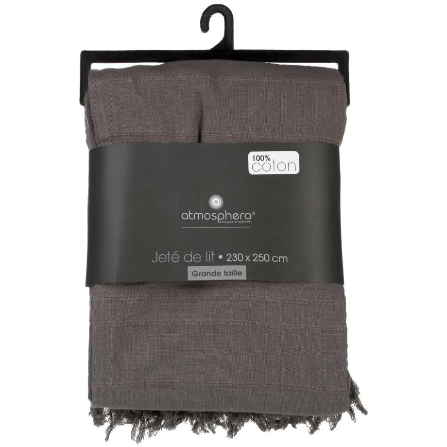Atmosphera Prekrivač 250 x 230 cm Pamuk Siva - detalj