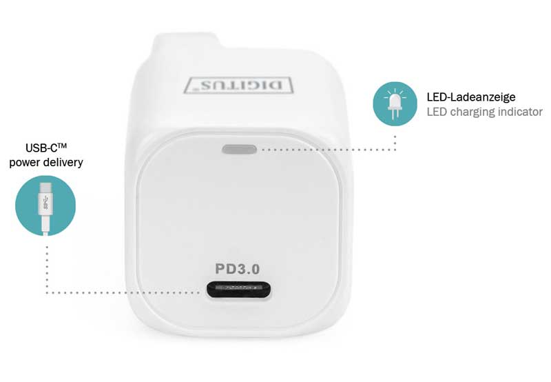 Univerzalni zidni punjač 20W USB-C Digitus DA-10060 - detalj