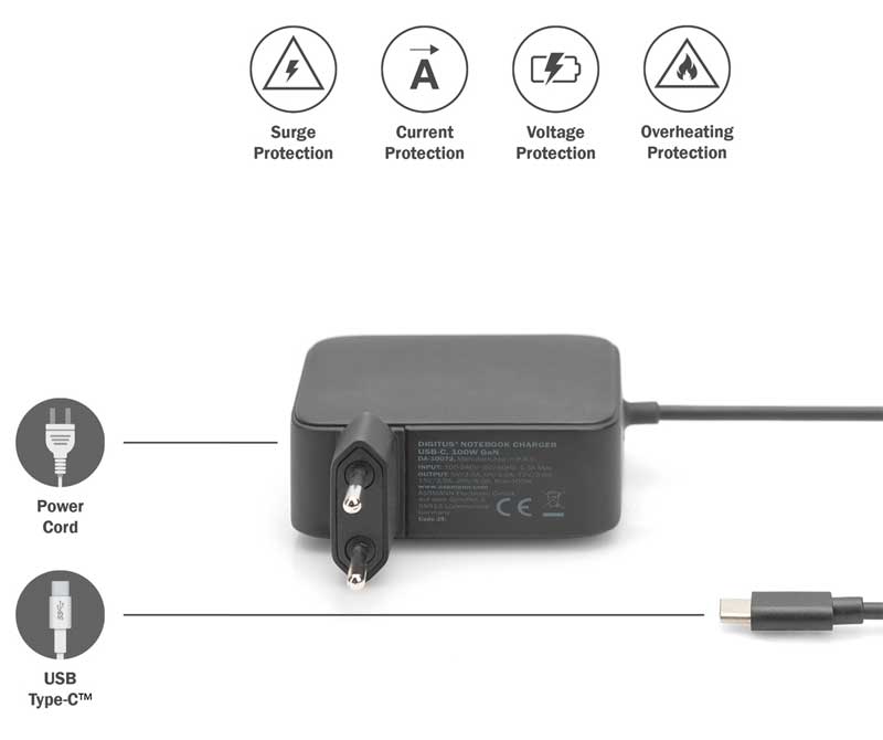 Univerzalni USB-C punjač za laptop 100W 1.2m Digitus DA-10072 - detalj
