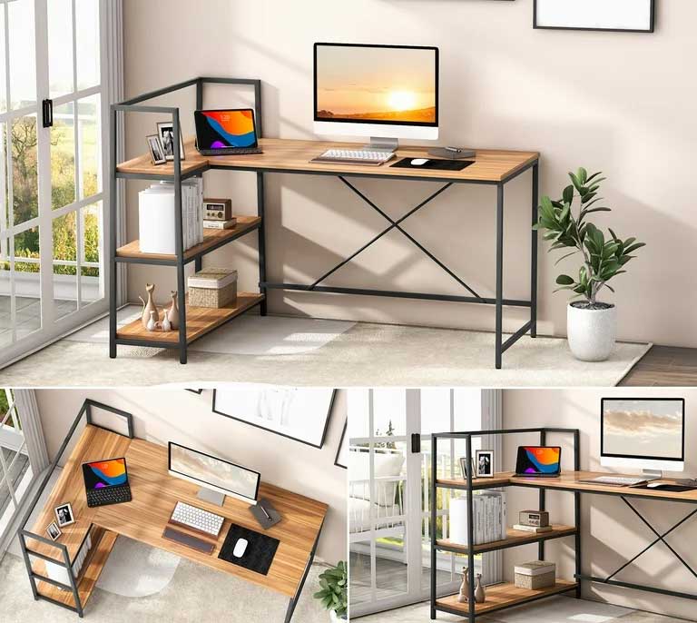 Radni Sto sa Policom - Čelik - MDF - detalj