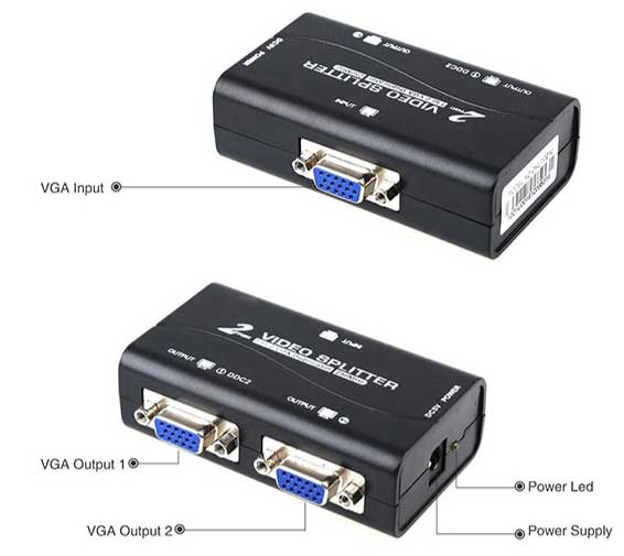 Aktivni VGA razdelnik za povezivanje dva monitora na računar - detalj