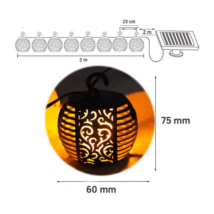 Solarni niz sa 10 LED lampiona D2m - detalj