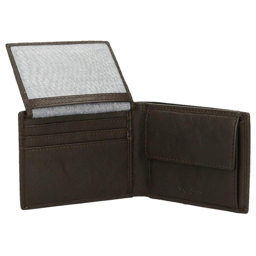 Novčanik od prirodne kože za muškarce PJL Badge brown 73731 - detalj