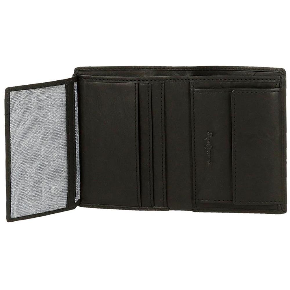 Novčanik od prirodne kože za muškarce PJL Badge black 73720 - detalj