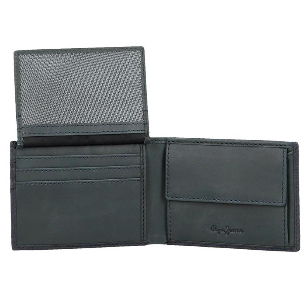 Muški kožni novčanik na preklop PJL Checkbox navy 78831 - detalj