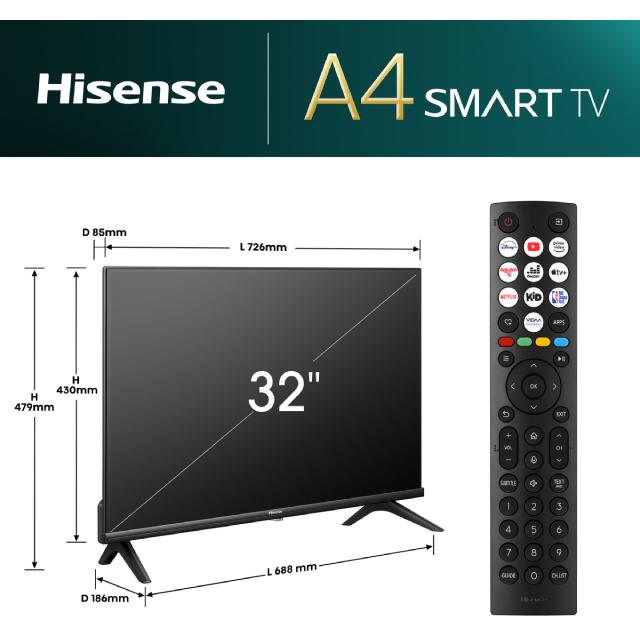 HISENSE 32 inča 32A4N LED HD Smart TV - detalj