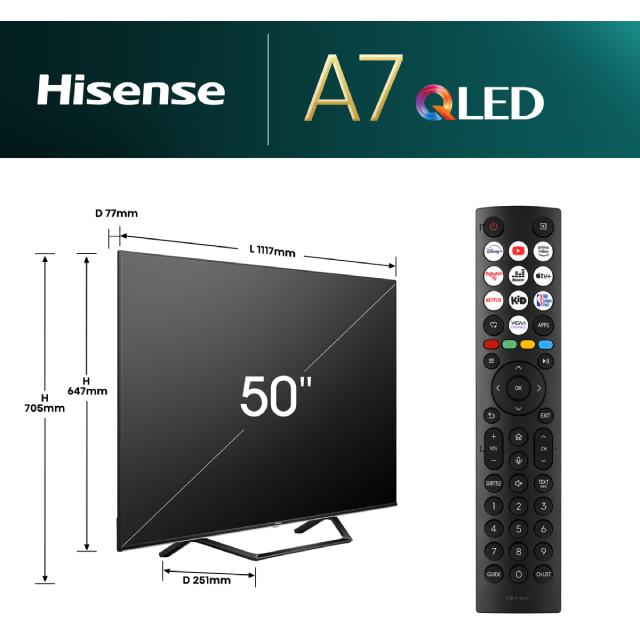 HISENSE 50 inča 50A7NQ QLED 4K UHD Smart TV - detalj