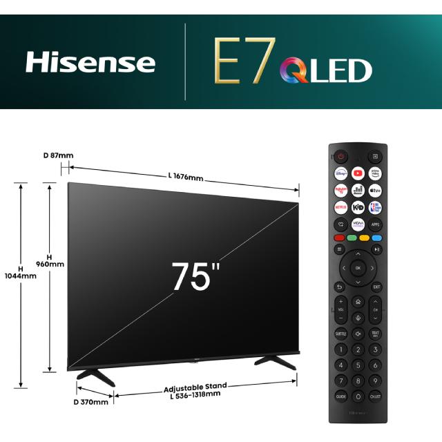 HISENSE 75 inča 75E7NQ QLED 4K UHD Smart TV - detalj