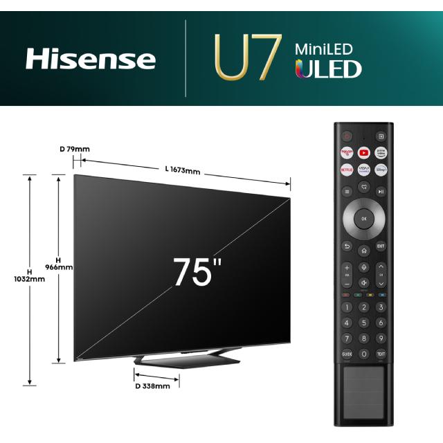 HISENSE 75 inča 75U7NQ ULED Mini-LED 4K UHD Smart TV - detalj