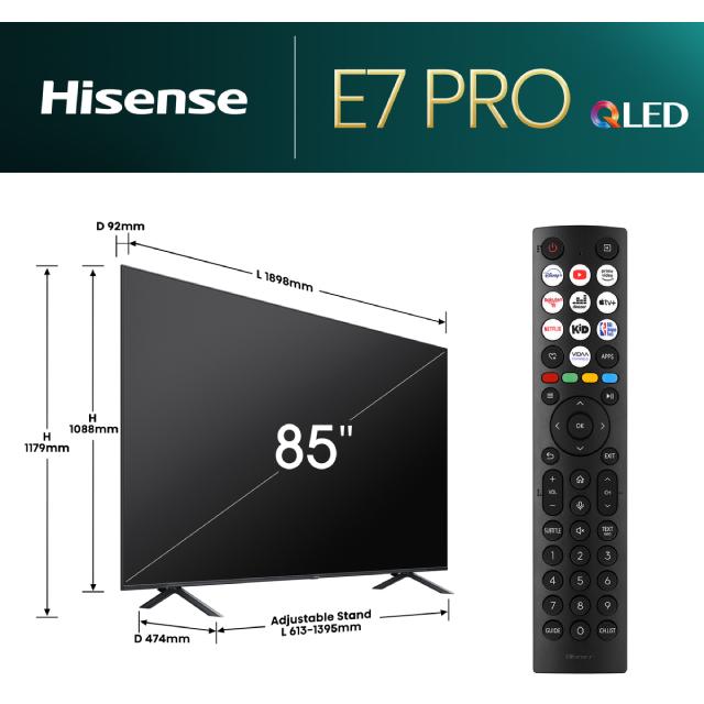 HISENSE 85 inča 85E7NQ PRO QLED 4K UHD Smart TV - detalj