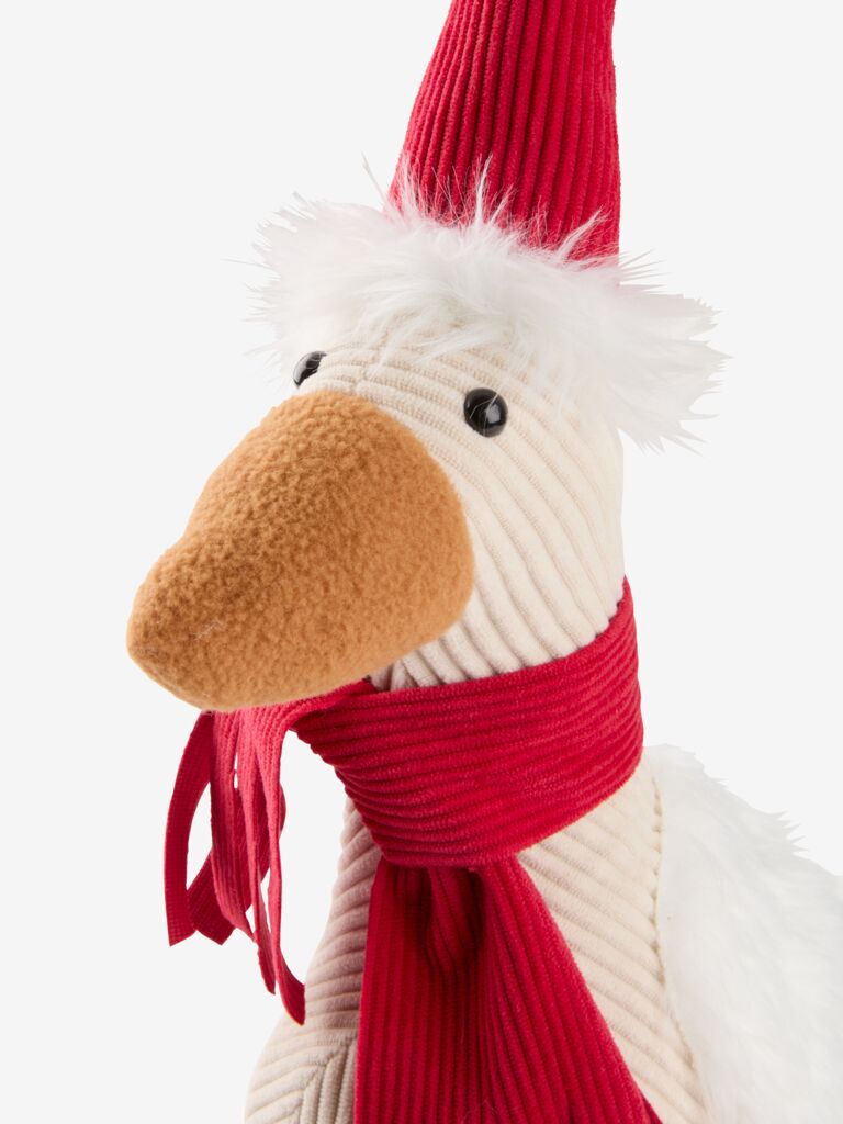 Novogodišnja Dekorativna Patka sa Šalom i Kapom Deda Mraza - detalj