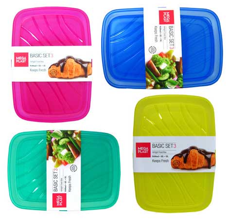 Komplet pravougaonih kutija za hranu sa poklopcima 3kom. Frigo Frozen - detalj