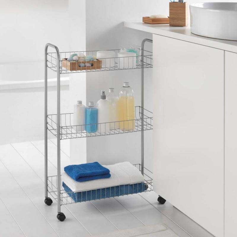 Pokretna kolica na 3 nivoa 23 x 56 x 84 cm Metaltex Slim-DeLuxe - detalj