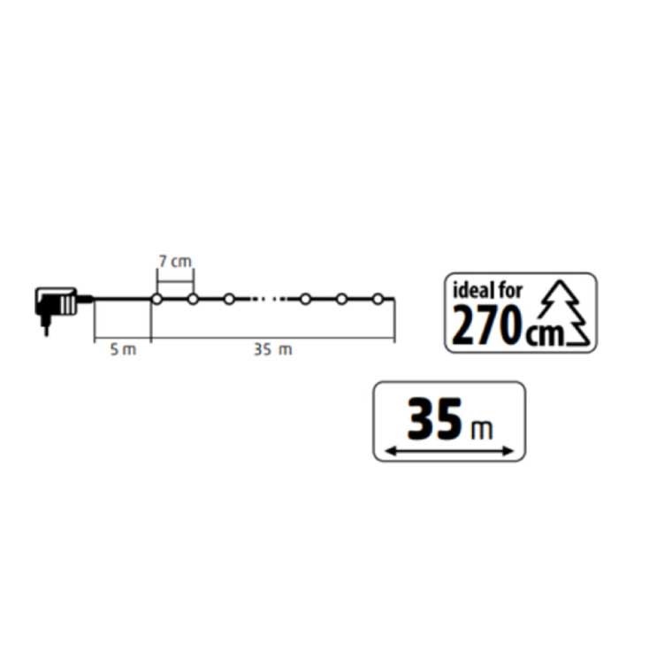 Svetleći niz sa 500 toplo belih LED dioda 35m - detalj