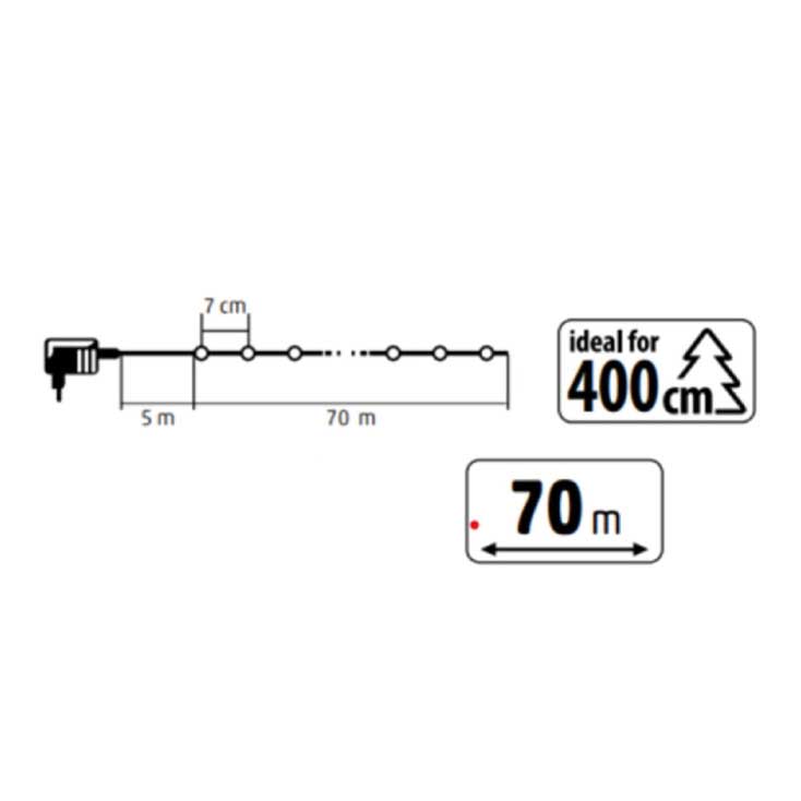 Svetleći niz sa 1000 hladno belih LED dioda 70m - detalj