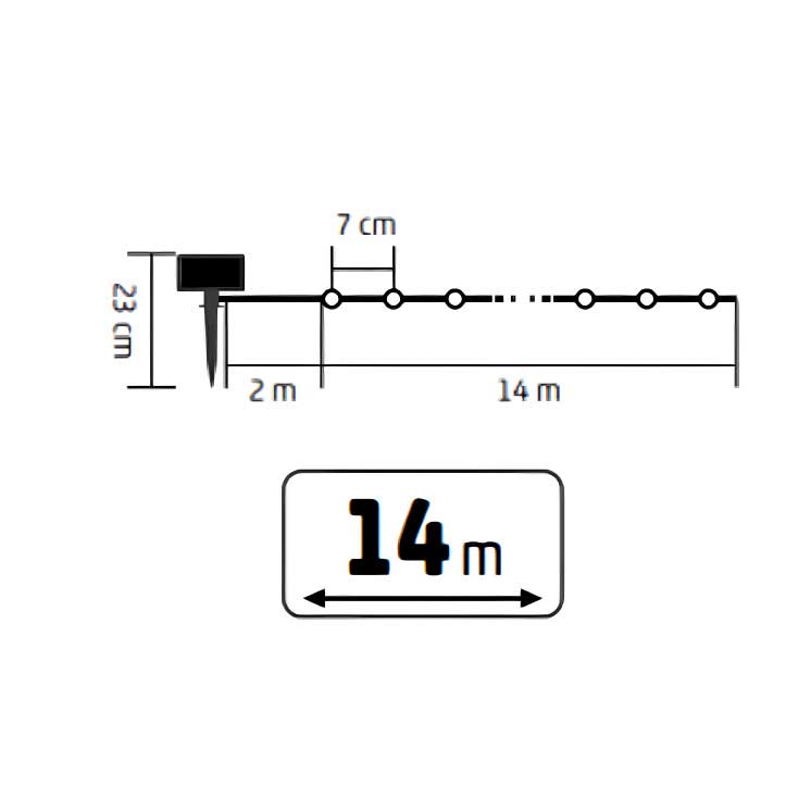 Niz od 200 toplo belih LED dioda sa solarnim napajanjem SLC200WW - detalj