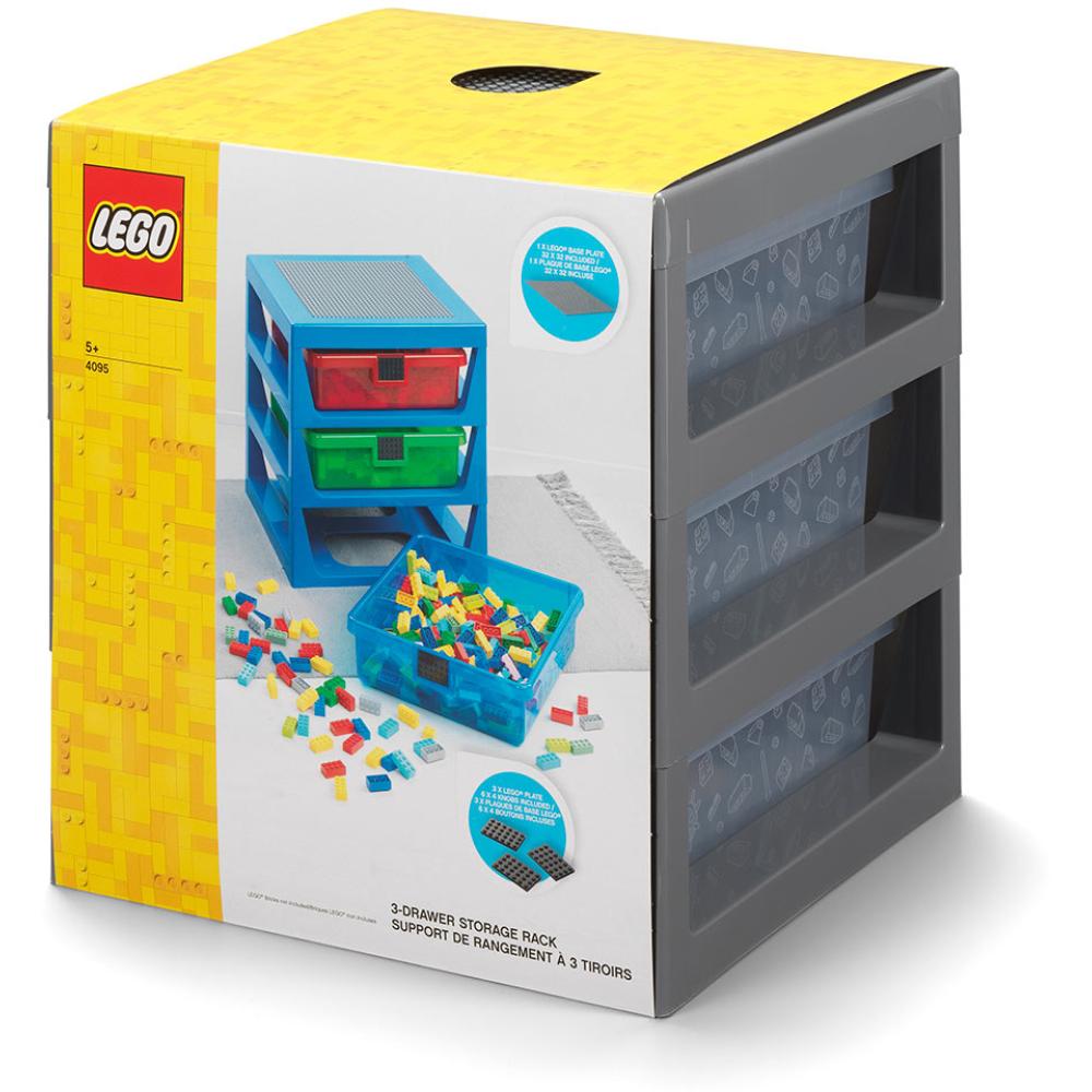 LEGO Lego Polica Sa 3 Fioke I Podlogom Za Gradnju - Siva - detalj