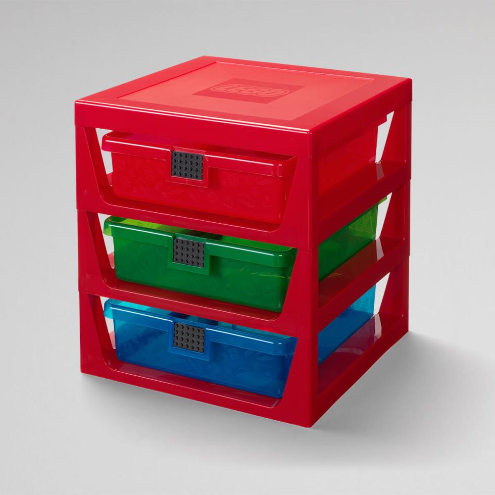 LEGO Lego Polica Sa 3 Fioke I Podlogom Za Gradnju - Crvena - detalj