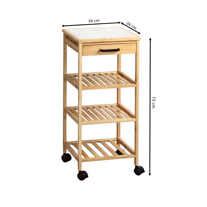 Polica sa točkićima 34x34x73cm Kesper KSP25774 - detalj