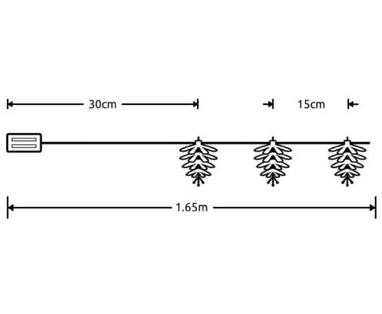 LED Svetleći niz na baterije Šišarke 1.35m - detalj
