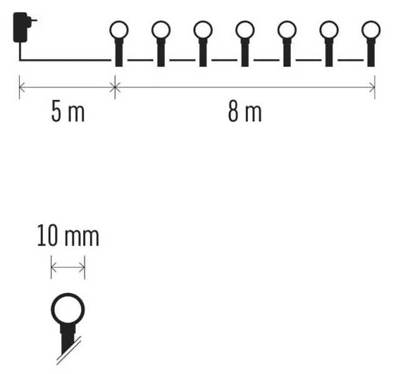 Novogodišnje lampice 80 LED 8m Sa tajmerom Emos D5AW22 - detalj