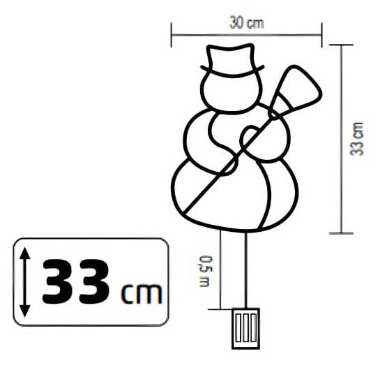 LED Sneško Svetleći ukras za prozor na baterije V33cm - detalj