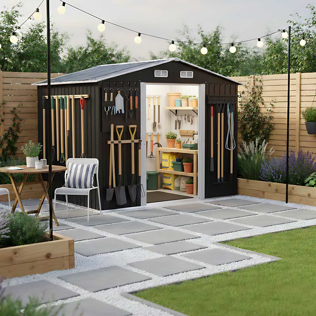 Pomoćna Metalna Kućica sa Kliznim Vratima 257 x 205 x 192 cm - detalj