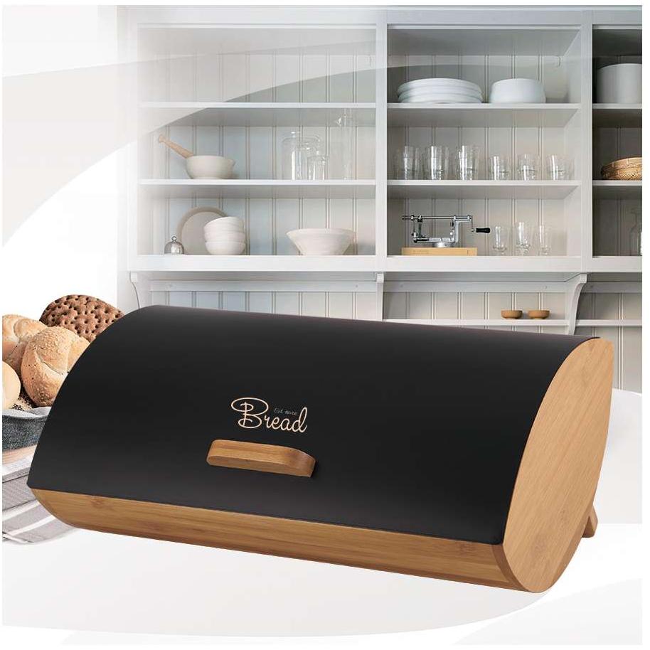 Maestro Drvena kutija za hleb sa metalnim poklopcem MR-1775-BLACK - detalj