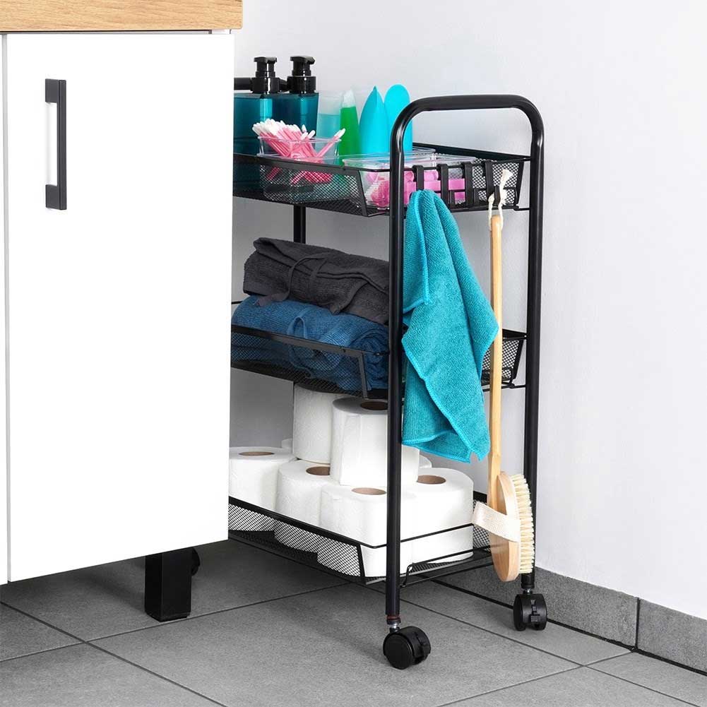 Pokretna polica sa tri rešetkasta nivoa Vilde 568029 - detalj