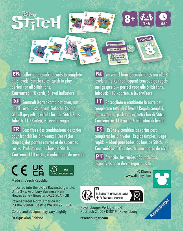 Društvena igra s kartama Level 8 Disney Stitch Ravensburger 24700 - detalj