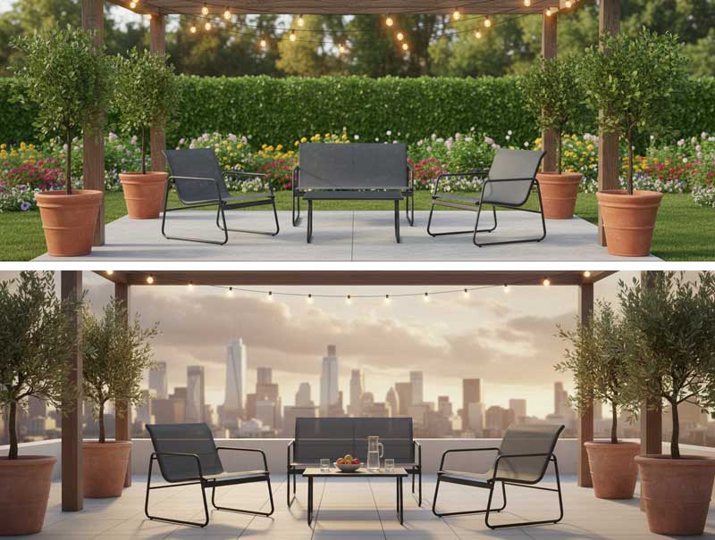 Baštenska garnitura sa dvosedom Luna Black - detalj