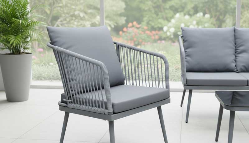 Baštenska garnitura sa dvosedom Dali Ratan Siva - detalj